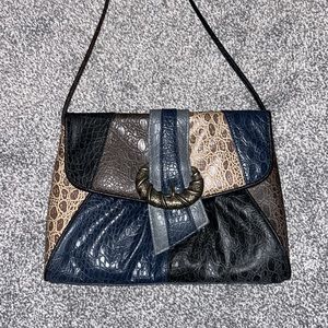 Leather Patchwork Purse with snap closure